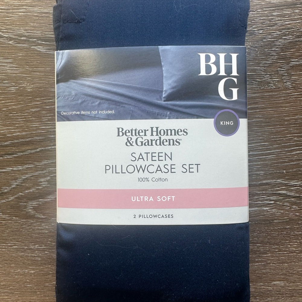 Better Homes And Gardens Dark Blue Sateen Pillowcase Set